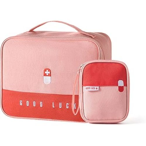 First Aid Bag Empty, Emergency Medic Trauma Bag, Medicine Bag for Traveling Home Hiking Camping Car Office (Large and Small, )