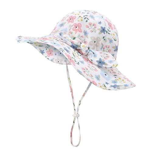 Baby Girl Sun Hat Toddler Summer Bucket Hats UPF 50+ Hat for Infant Girl Beach Hat with Wide Brim 0-6T