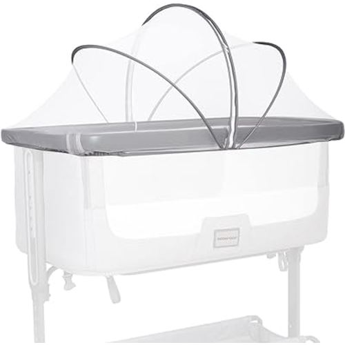 Beberoad Love Bassinet Cover Mosquito Net Cover with 2-Way Zipper Mosquito Net for Bassinet/Bedside Sleeper/Travel Crib (White)