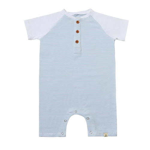 Afloat Raglan Romper - Blue & White Stripe