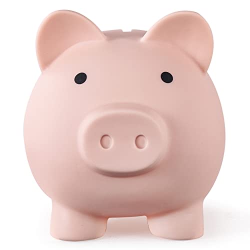 PJDRLLC Large Piggy Bank, Unbreakable Plastic Money Bank, Coin Bank for Girls and Boys, Large Size Piggy Banks, Practical Gifts for Birthday, Easter, Christmas (Flesh Color)