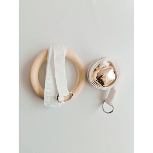 Montessori  Bell and Ring on the ribbon mobile- white, gift for kids