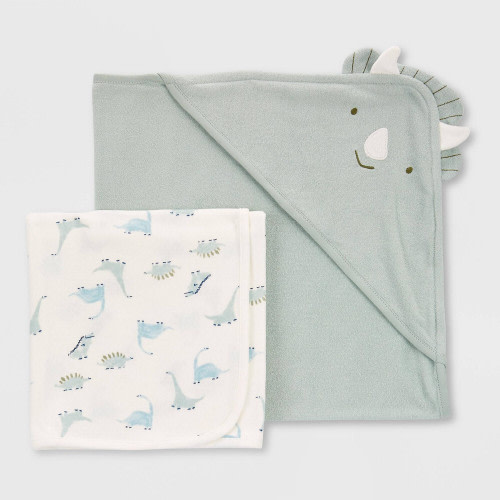 Carter’s Just One You Dino Hooded Bath Towel - Sage Green