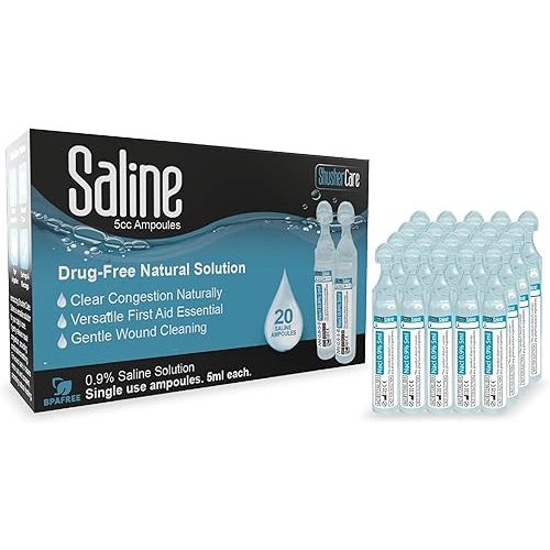 Saline Ampoules - Saline Solution for Nebulizer - 20 Count (5ml Each)