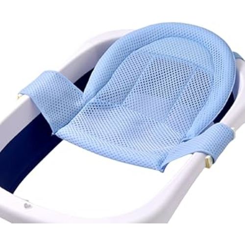 Adjustable Baby Bath Support Mesh Sling Non-Slip Infant Bathtub Shower Net Breathable Newborn Bath Cushion Pad Quick Drying Bathing Sling for Toddler Aged 0-3 (No Bathtub)