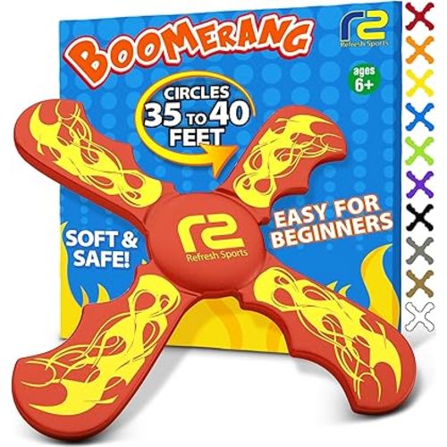 Boomerang for Kids - It Really Does Fly Back - Fun & Easy to Use Toy Gifts for Boys & Girls - Soft Foam Design Allows for Safe Play Perfect Beginner Toy Gift Idea & Kids Boy Birthday Party Activity