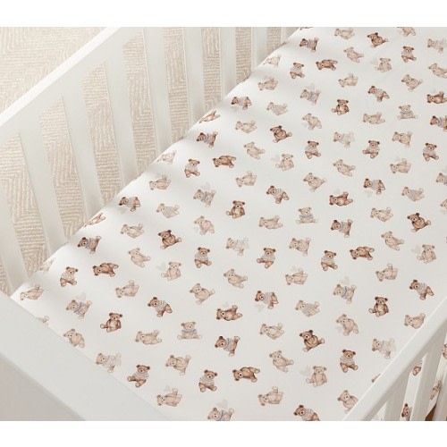 Teddy Bear Organic Crib Fitted Sheet | Pottery Barn Kids