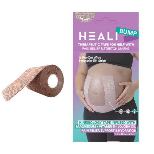 Heali Bump Belly Kinesiology Tape, Magnesium, Jojoba Oil, Vitamin E, 15 Precut Wide Strips