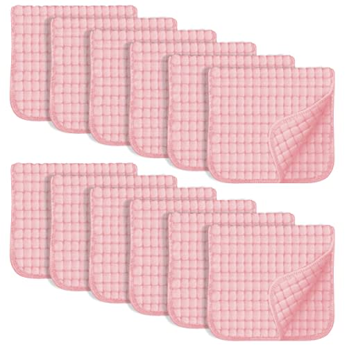 SWEET DOLPHIN 12 Pack Muslin Burp Cloths Large 100% Cotton Hand Washcloths for Baby - Baby Essentials Extra Absorbent and Soft Boys & Girls Milk Spit Up Rags for Newborn Registry - Pink, 20" X10"