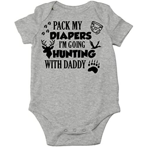 CBTwear Pack My Diapers I’m Going Hunting With Dad - Baby Clothes - Funny Newborn Bodysuit Outfits for Boys and Girls