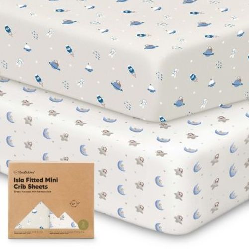 KeaBabies 2-Pack Isla Mini Crib Sheets, Pack and Play Sheets Fitted, Pack N Play Sheets, Fitted Crib Sheet (Cameo)