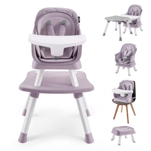 HARPPA Moro High Chair, 8-in-1 Convertible Baby Feeding Chair for Toddlers | Easy to Clean Highchair, Dual-layer Cusion, 5-Point Padded Harness, Booster Seat, Kids Learning Table & Chair, Removable Tray