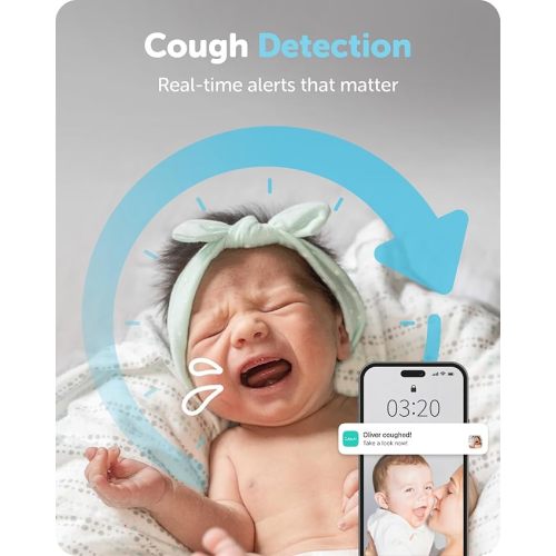 CuboAi Plus Smart Baby Monitor: Sleep Safety Alerts for Covered Face, Danger Zone & Sleep Analytics - 1080p HD Night Vision Camera, 2 Way Audio, Cry & Temperature Detection (Incl. 3 Stand Options)