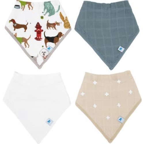 4-Pack Fleece & Cotton Muslin Bandana Bib