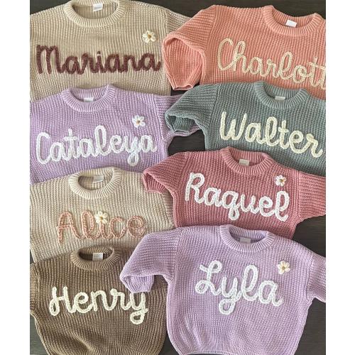 Personalized Oversized Name Kids Sweater /Hand Embroidered Sweater