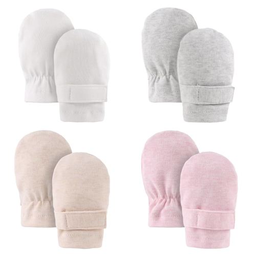 Newborn Baby Mittens Infant No Scratch Gloves Cotton Adjustable Mitts for Baby Girls Boys