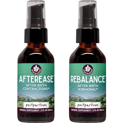 WishGarden AfterEase Postpartum Contraction Drops + ReBalance Postpartum Hormone Level Support (2-2oz Bundle)
