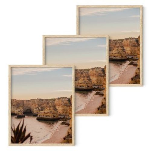 Haus and Hues Set of 3 Picture Frame with Plexiglass Cover, Natural Oak, 16x20
