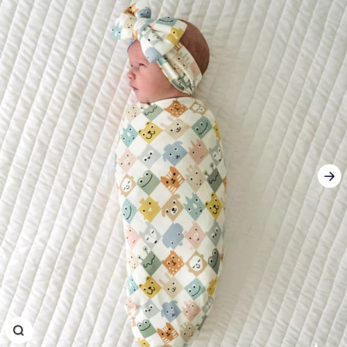 Check Mates Swaddle & Luxe Bow Headband Set - Little Sleepies