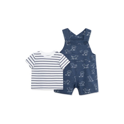 Puppies Cotton T-Shirt & Overalls Set, 12M