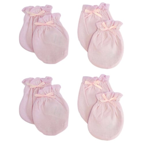 Bambini Newborn Pink Mittens, 4pk (Baby Girls)