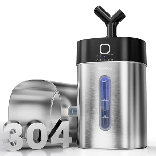 Feekaa Stainless Steel Humidifier Easy Clean, 1Gal/4L Cool Mist Humidifiers for Bedroom, Dishwasher Safe Humidifier Large Room, Humidifiers for Bedroom Baby Nursery Living Room Office, Black