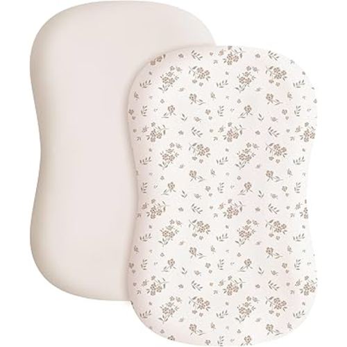 Konssy 2 Pack Baby Lounger Cover, Stretchy and Soft Newborn Lounger Cover, Infant Lounger Slipcover for Boys Girls, Covers Only (Blossom,Cream)