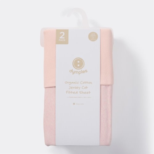 Dymples Fitted Melange Cot Sheet 2 Pack - Pink