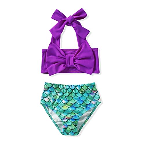 Aalizzwell Baby Girl Bathing Suit, Toddler Girls Two Piece Swimsuit Halter Top Bikini Bottoms Swimming Suit
