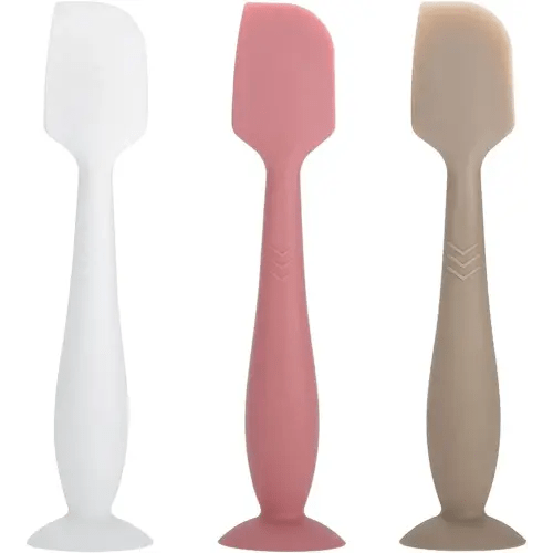 3 Pack Baby Diaper Cream Spatula Applicator, Soft Silicone Butt paste Spatula Diaper Cream Brush with Suction Cup Base (White, Red, Gray)