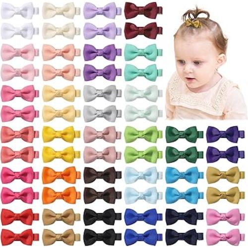 YHXX YLEN 60 PCS Hair Accessories - 2 Inch Fully Lined Non-Slip Bows for Babies, Toddlers and Newborns (30 Color Pairs)