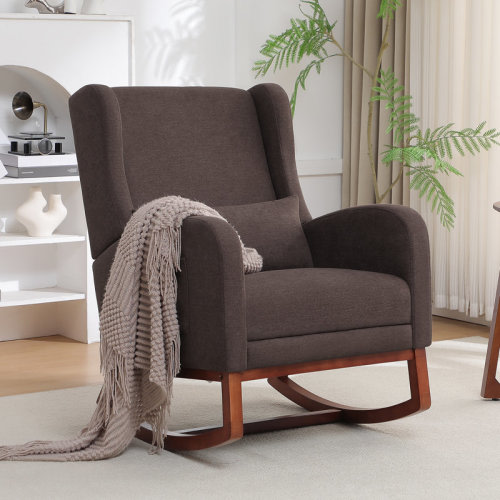 Harriet Bee Julyanna 30.1" Wide Glider Rocking Chair with Solid Wood Leg and Footrest & Reviews | Wayfair