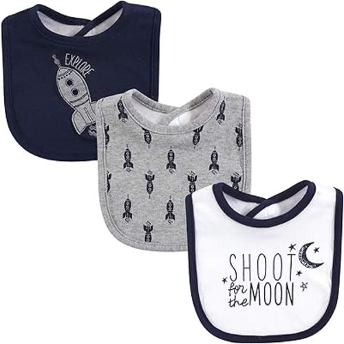 Yoga Sprout Cotton Drooler Bibs, 3 Pack, Moon