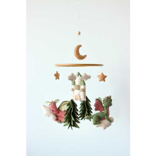 Dragon baby mobile, fairy tale castle nursery decor, woodland fantasy crib mobile, enchanted forest baby shower gift