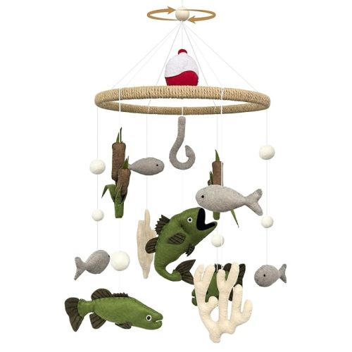 Baby Mobile for Crib Fishing Crib Mobile for Boys Handmade Vintage Hunting Nursery Decor for Infant Bedroom Hanging Rustic Lake House Decor Gone Fishing Party Decorations Baby Shower Gift