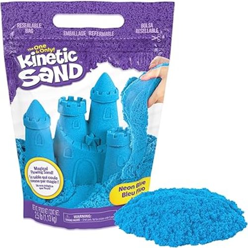 Kinetic Sand, 2.5lbs Blue Play Sand, Moldable Sensory Toys for Kids, Resealable Bag (Packaging May Vary), for Ages 3 and up