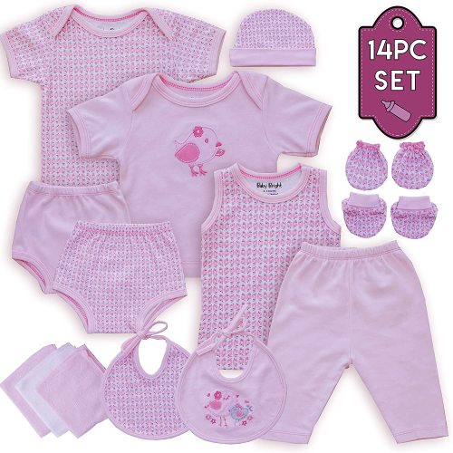 Baby Bright Newborn Essentials New Born Girl Clothes, 14pcs Baby Gift Sets 0-3 Months