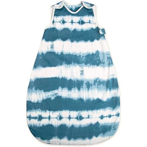 Crane Baby Wearable Blanket, Wearable Soft Cotton Baby Blanket for Boys and Girls 0-9 Months, Blue Tie-Dye, 19”w x 30”h