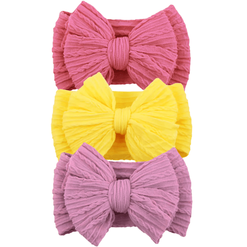 3-Pack Cable Bows, Vibrant Rose/Lemon Yellow/Orchid