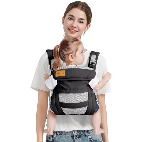 Baby Carrier Newborn to Toddler(7-30lbs), Toddler Carrier with Adjustable Shoulder Strap, Baby Holder Carrier with Breathable Mesh Fabric, Black