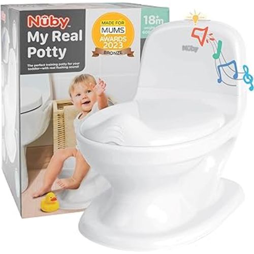Nuby My Real Potty Training Toilet with Life-Like Flush Button and Sound - 18+ Months - White