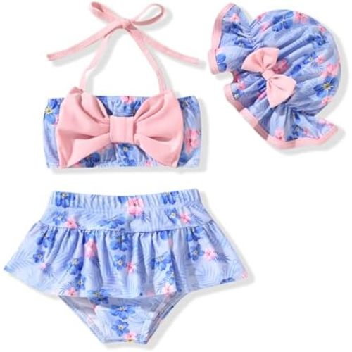 Aalizzwell Baby Girl 2-Piece Bikini Swimsuit with Hat