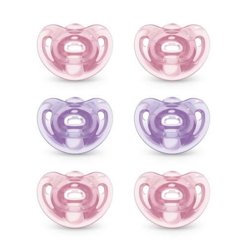 NUK Comfy Orthodontic Pacifiers, 100% Silicone, 0-6 Months, 6 Pack