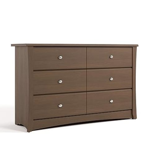 Storkcraft Crescent 6-Drawer Dresser (Hazelnut) – GREENGUARD Gold Certified, Brown Dresser for Bedroom, Kids & Nursery Storage Chest, Safety Interlocking Drawers, Pre-Installed Tracks, Kids Chest