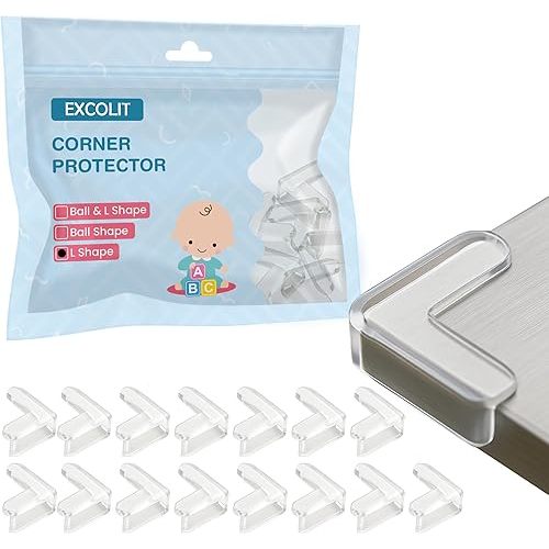 Corner Protector for Baby, Pack of 15 Clear & Transparent Edge Guards for Baby Proofing, Safety Furniture Corner Protectors for Furniture to Prevent Injuries (L Shaped)