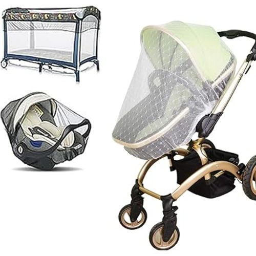 ZUGANIAN 2-Piece Stroller Mosquito Net, Car Seat, Crib, Pack 'n Play, Summer Baby Safety Net, Baby Jogger, 150cm Diameter