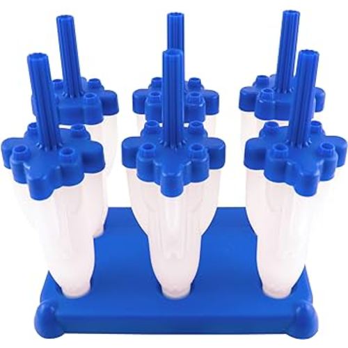 Tovolo, Drip-Guard Handle, 2.5 Ounce, Set of 6 Ice Pop Molds Rocket Popsicle Makers with Reusable Sticks, Mess Frozen Treats, Dishwasher Safe & BPA-Free, Blue