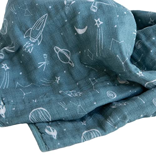 RED ROVR 100% Organic Cotton Muslin Baby Blanket | Multi-Layer Muslin Quilt | Newborn & Toddler | Soft, Lightweight | Nursery, Stroller | Machine Wash | 30" x 40" | Star Gaze