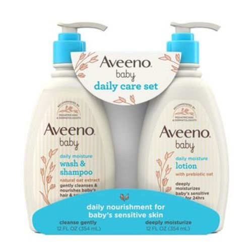Aveeno Baby Daily Care Gift Set Includes Daily Moisturizing Body Lotion & 2-in-1 Baby Bath Wash & Shampoo - 2 Ct