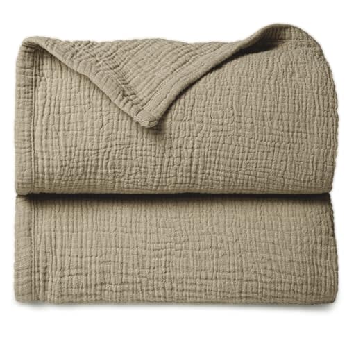 Lulu moon Muslin Quilt Blanket, Crib Blanket for Baby and Toddler,47x47 Inches(Olive)